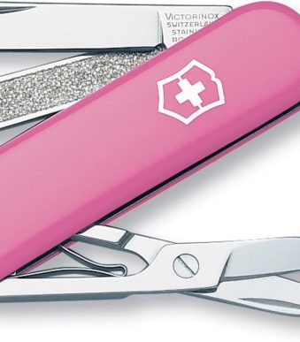 Victorinox Classic SD Swiss Army Knife, Compact, 7 Functions, Swiss Made Pocket Knife with Small Blade, Screwdriver and Key Ring - Cherry Blossom (Pink)