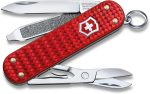 Victorinox Classic SD Precious Alox Swiss Army Knife, Compact 5 Function Swiss Made Pocket Knife with Small Blade, Screwdriver and Key Ring - Iconic Red