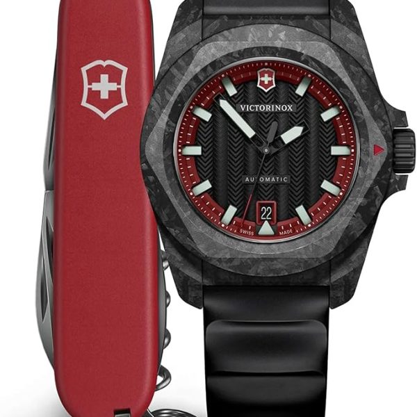 Victorinox I.N.O.X. Automatic Black Dial Black Rubber Strap Watch Set 41mm - 242024.1