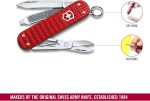 Victorinox Classic SD Precious Alox Swiss Army Knife, Compact 5 Function Swiss Made Pocket Knife with Small Blade, Screwdriver and Key Ring - Iconic Red
