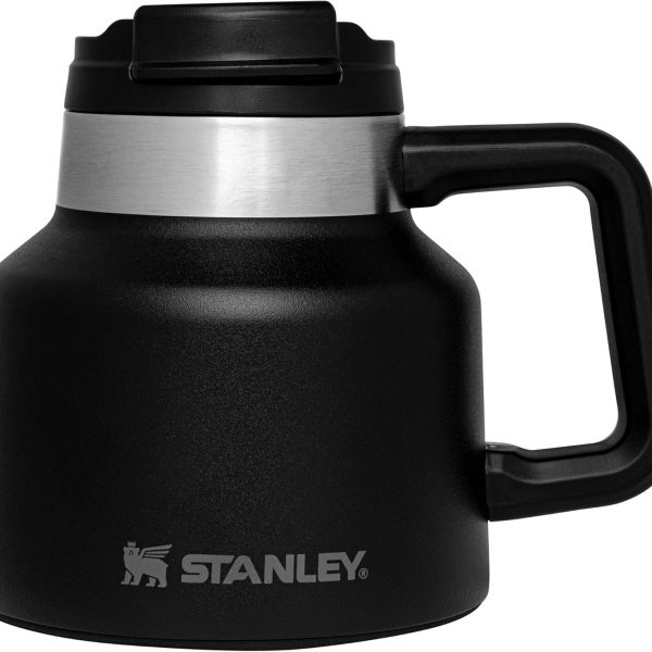 Stanley Tough-To-Tip Admiral's Mug 20 oz | Twist-on Flip Open Lid | Wide Body with Non-Skid Rubber Base | Insulated Stainless Steel Coffee Cup | BPA-Free | Matte Black
